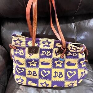 Dooney & Bourke Purple and Yellow Checkerboard Tote